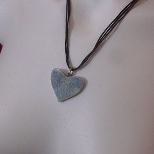 New Blue Frost Heart Ceramic Pendant Handcrafted Gift